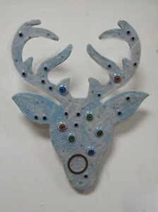 Beautiful "Baby Blue Deer" is a one of a kind collaged cut out deer head designe - Picture 1 of 7