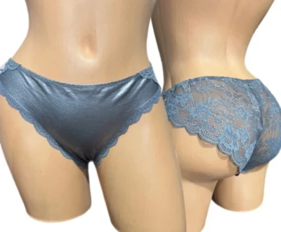 Panty Cheekini Victorias Secret Dream Angels imitación cuero encaje gris medio nuevo Foto 1 de 4