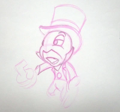 1983 JIMINY MICKEY MOUSE XMAS CAROLE WALT DISNEY ORIGINAL PRODUCTION cel DRAWING - Image 1 of 2