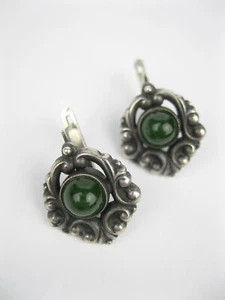 orecchini vintage ARGENTO 925 pietre verdi ucraina ucraina - Foto 1 di 11