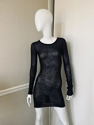 NILI LOTAN Black Round Neck Long Sleeve Cashmere Sweater Dress Sz XS - Image 1 of 4