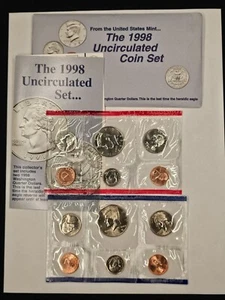 1998 P&D US Mint Set envelope & COA, 10 Coins - Picture 1 of 1