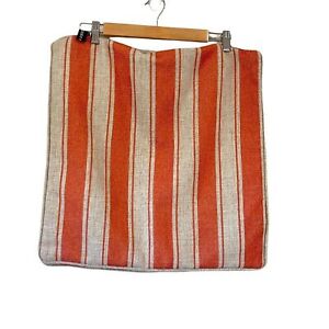 Rodeo Home Decorative Square Pillow Shams Cover Orange Tan Stripe 20X20 Set of 2