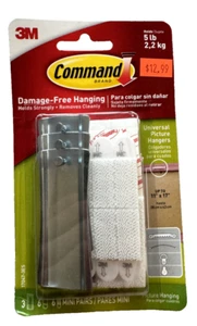 3M Command Plastic Coated White Small Picture Hanger 5 Lb 3 Pk - Picture 1 of 2