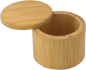Bamboo Salt Cellar with Lid Perfect for Salt Storage, Containers for Countertop, - Picture 1 of 12