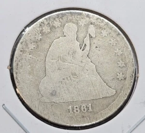 1861-S Seated Liberty Quarter | ABOUT GOOD - Picture 1 of 2