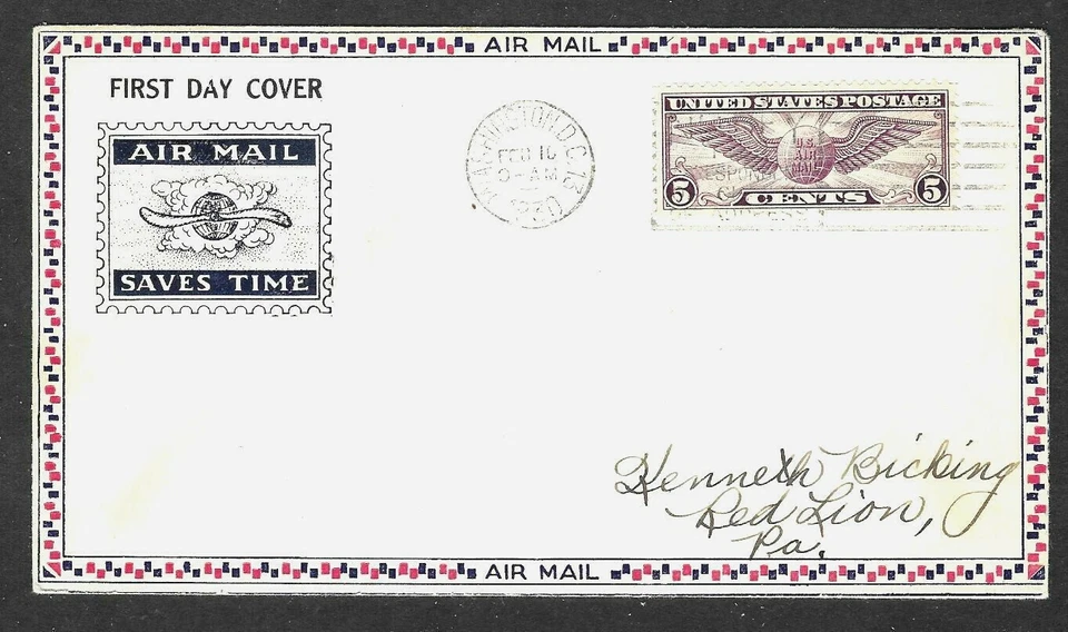 C12 5c Air Mail (1930) THE WINGED GLOBE FDC By A. C. Roessler Cachets !!!     - Image 1 of 1