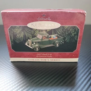 HALLMARK KEEPSAKE 1937 GREEN FORD V-8 CHRISTMAS ORNAMENT NO. 4 DIE CAST METAL - Picture 1 of 11