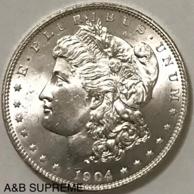 Dólar O Morgan 1904 de OBW Estate Roll Choice-Gem Bu sin circular 90 % plata Foto 1 de 4