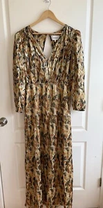 Ba&sh Metallic Fiber Gullian Silk Blend Maxi Dress Size 8 NEW - Picture 1 of 16