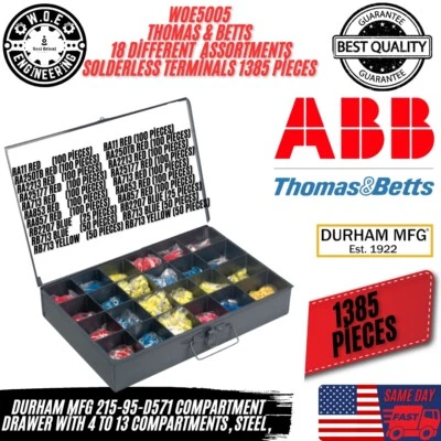 Thomas & Betts 18 Different Assortments Solderless Terminals 1385PC + DURHAM Box - Image 1 of 2