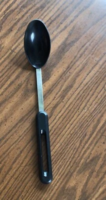 Vintage Bonny USA Nylon Plastic Solid Serving Spoon Cooking Black & Chrome 12" - Image 1 of 4