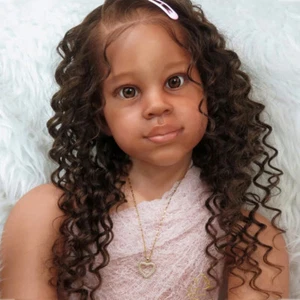 Painted Kit 46" Unfinished Reborn Doll Black Skin Hand-Rooted Hair Toddler Girl - Picture 1 of 5