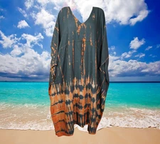 Womens Kaftan Maxi Dress,Oversize Dress,Blck Orang Tie Dye BOHO HIPPY CAFTAN 3XL