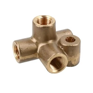 Brass Brake Pipe Fitting 4 Way Adaptor M10 x 1mm for 3/16" Pipe T Piece - Imagen 1 de 3