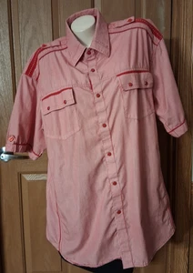 Knockout Jeans Red Striped Shirt Short Sleeves Snaps Big & Tall Men's Size 2X - Picture 1 of 6