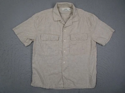 The A&F Summer Linen Blend Shirt Mens Small Beige Short Sleeve Flap Pockets - Image 1 of 4