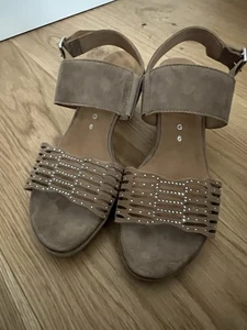 Gabor Taupe Suede Comfort Fit Heeled Sandals UK Size 6 - Picture 1 of 6