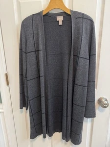 Cárdigan largo abierto Chicos talla 1 gris negro manga larga usado - Imagen 1 de 10