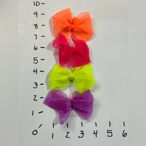 NUOVO Accessori Capelli Set di 4 Fiocchi Capelli Bambina Colori Neon - Foto 1 di 2