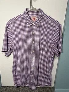 J. Press Men's Button Up Shirt Purple Check Men's L Casual Shirt Short Sleeve - Picture 1 of 6