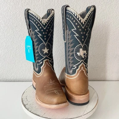 Stivali cowboy uomo Lane RODEO HOUSTON 9 pelle marrone western metà polpaccio punta smussata - Immagine 1 di 4