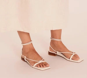 AERE Leather Wrap Thong Sandals BNIB - AU 7 RRP $140 - Free Postage - Picture 1 of 5