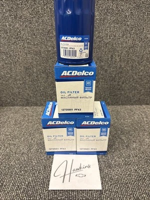 Conjunto de 3 novos filtros de óleo de motor genuínos GM ACDelco PF63 PF63F 19330001 19383806 - Imagem 1 de 2