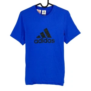 Adidas Climalite Youth Boys Blue Prime Logo Crew Neck T Shirt Size 11 - 12 Years - Picture 1 of 9