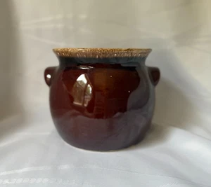 Vintage Hull Oven Proof Brown Drip Glaze Bean Pot/ Crock with handles - Picture 1 of 6
