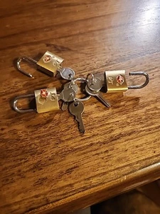 Lock Luggage Gold Tone Small Lock & Key Set of Three - Picture 1 of 1