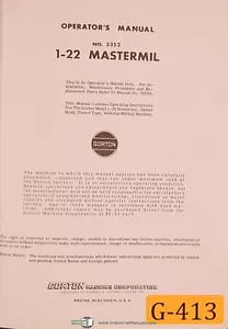 Gorton 1-22, 3353 Mastermil Fräsen, Betriebsanleitung - Bild 1 von 4