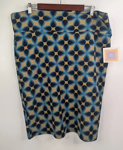 NWT LuLaRoe Size 3XL Cassie Pull-On Midi Skirt Geometrical Print - Picture 1 of 9