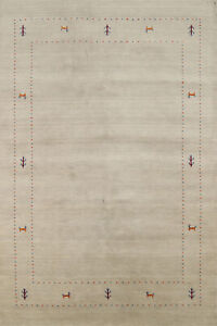 Oriental Gabbeh Indian Rug Beige Handmade Wool 5x7 ft.