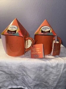 Twinings of London Ear Grey Tea Orange mugs Cups Gift Set of 2 - Picture 1 of 2
