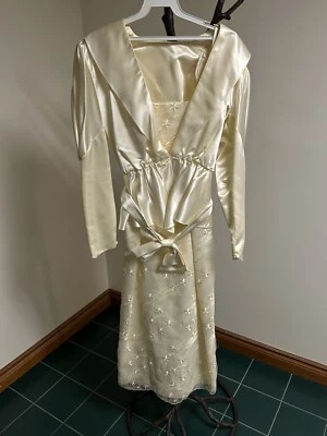 Vintage 80s Polyester Bridal, Shower, Wedding Party Dress - Image 1 of 4