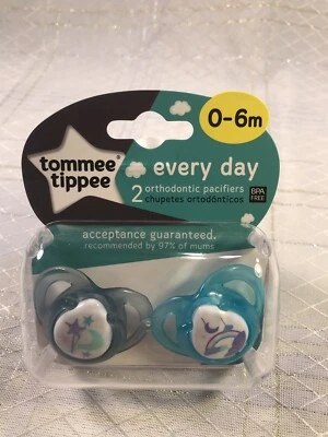 Tommee Tippee Every Day Orthodontic Ortho Pacifier Binky Soothie Star Moon 0-6 M - Image 1 of 4