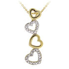 Gold on Silver Diamond Floating Heart Linear Pendant