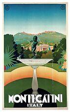 Decor Montecatini Italy Travel Poster. Fine Graphic Design. Home Wall Art. 1981