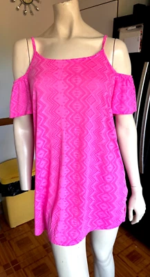 VGC Ladies HOLIDAY at MATALAN Cold Shoulder Mosaic Print Hot Pink Beach Top S £1 - Image 1 of 2