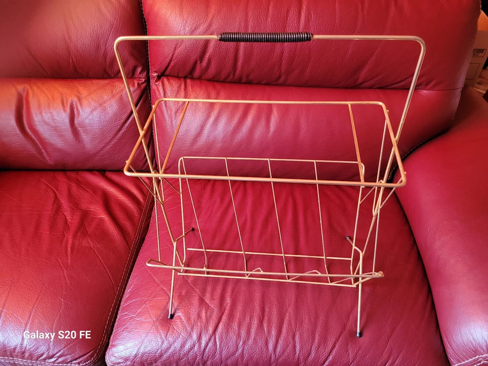 Porte-revues vintage métal doré - Photo 1/4