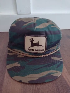 Vintage John Deer Camouflage Camo Nissun Snapback Trucker Hat - Picture 1 of 10