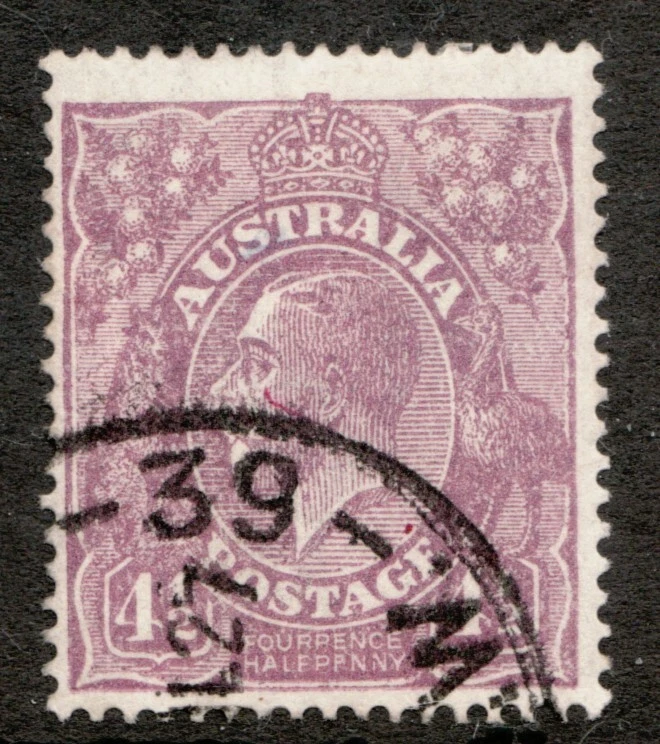Australia Sc #35 1924 - 41/2d - KGV, canguro y emú sello postal usado Cv $6,75 Foto 1 de 1
