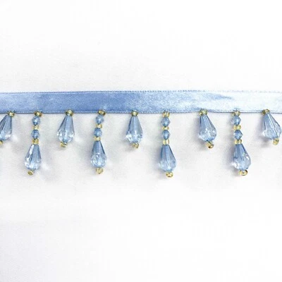 Borde de flecos con cuentas de aspecto de cristal Perial Co vendido por yarda Foto 1 de 4