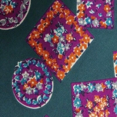Corbata KRIZIA floral de seda verde púrpura Foto 1 de 4