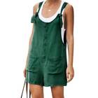 Womens Loose Jumpsuit Mini Shorts Dungaree Pinafore Playsuit Overalls Rompers Us