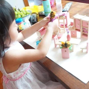Mobili da bagno per bambole in legno, casa delle bambole in miniatura per giocat - Foto 1 di 7