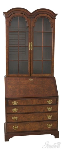 58411EC: HICKORY CHAIR CO. Burl Walnut George III Secretary Desk Cover