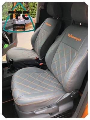 SEAT COVERS FOR VW CADDY ECO LEATHER + DIAMOND STITCHING AND CUSTOM LOGOS  - Image 1 of 4