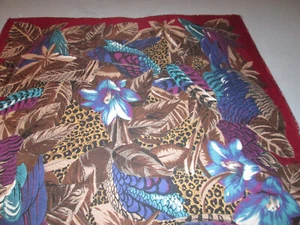 XL Designer Scarf Wrap Shawl Cotton Blend Fringe Edges Womens Multi 45" x 47" - Picture 1 of 4